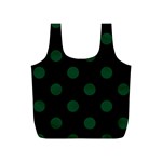 Polka Dots - Forest Green on Black Full Print Recycle Bag (S)