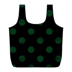Polka Dots - Forest Green on Black Full Print Recycle Bag (L)