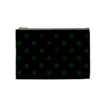 Polka Dots - Forest Green on Black Cosmetic Bag (M)