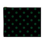 Polka Dots - Forest Green on Black Cosmetic Bag (XL)