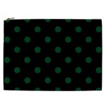 Polka Dots - Forest Green on Black Cosmetic Bag (XXL)