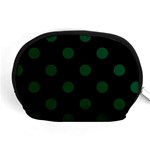 Polka Dots - Forest Green on Black Accessory Pouch (Medium)