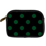 Polka Dots - Forest Green on Black Digital Camera Leather Case