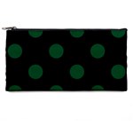 Polka Dots - Forest Green on Black Pencil Case
