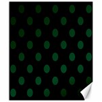 Polka Dots - Forest Green on Black Canvas 20  x 24 