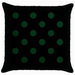 Polka Dots - Forest Green on Black Throw Pillow Case (Black)