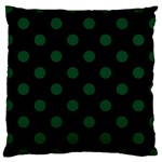 Polka Dots - Forest Green on Black Large Cushion Case (Two Sides)