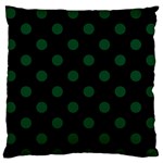 Polka Dots - Forest Green on Black Large Flano Cushion Case (Two Sides)