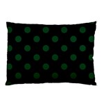 Polka Dots - Forest Green on Black Pillow Case (One Side)
