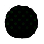 Polka Dots - Forest Green on Black Standard 15  Premium Round Cushion