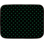 Polka Dots - Forest Green on Black Double Sided Fleece Blanket (Mini)