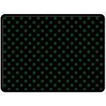 Polka Dots - Forest Green on Black Fleece Blanket (Large) (One Side)