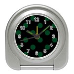 Polka Dots - Forest Green on Black Desk Alarm Clock