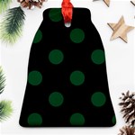 Polka Dots - Forest Green on Black Bell Ornament (Two Sides)