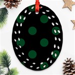 Polka Dots - Forest Green on Black Ornament (Bell) Ornament (Oval Filigree)