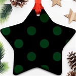 Polka Dots - Forest Green on Black Ornament (Star)