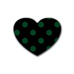Polka Dots - Forest Green on Black Heart Coaster (4 pack)