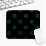 Polka Dots - Forest Green on Black Large Mousepad