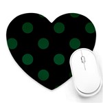 Polka Dots - Forest Green on Black Heart Mousepad