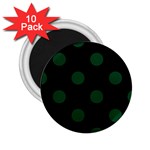 Polka Dots - Forest Green on Black 2.25  Magnet (10 pack)