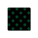 Polka Dots - Forest Green on Black Magnet (Square)