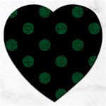Polka Dots - Forest Green on Black Jigsaw Puzzle (Heart)