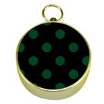 Polka Dots - Forest Green on Black Gold Compass