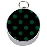 Polka Dots - Forest Green on Black Silver Compass