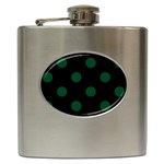 Polka Dots - Forest Green on Black Hip Flask (6 oz)