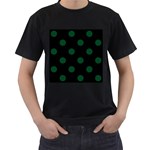 Polka Dots - Forest Green on Black Men s T-Shirt (Black)