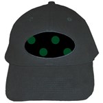 Polka Dots - Forest Green on Black Black Cap