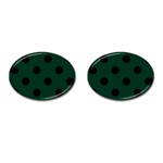 Polka Dots - Black on Deep Green Cufflinks (Oval)