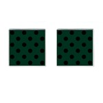 Polka Dots - Black on Deep Green Cufflinks (Square)