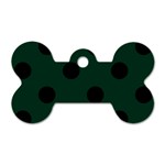 Polka Dots - Black on Deep Green Dog Tag Bone (One Side)