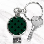 Polka Dots - Black on Deep Green Nail Clippers Key Chain