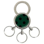 Polka Dots - Black on Deep Green 3-Ring Key Chain