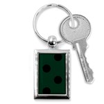 Polka Dots - Black on Deep Green Key Chain (Rectangle)