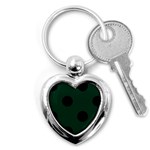 Polka Dots - Black on Deep Green Key Chain (Heart)
