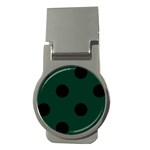 Polka Dots - Black on Deep Green Money Clip (Round)