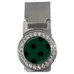 Polka Dots - Black on Deep Green Money Clip (CZ)