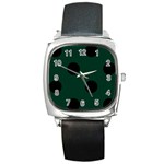 Polka Dots - Black on Deep Green Square Metal Watch
