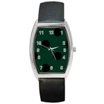 Polka Dots - Black on Deep Green Barrel Style Metal Watch