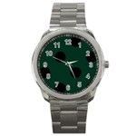 Polka Dots - Black on Deep Green Sport Metal Watch