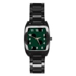 Polka Dots - Black on Deep Green Stainless Steel Barrel Watch