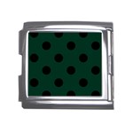 Polka Dots - Black on Deep Green Mega Link Italian Charm (18mm)