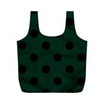 Polka Dots - Black on Deep Green Full Print Recycle Bag (M)