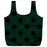 Polka Dots - Black on Deep Green Full Print Recycle Bag (XL)