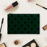 Polka Dots - Black on Deep Green Cosmetic Bag (M)