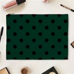 Polka Dots - Black on Deep Green Cosmetic Bag (XL)