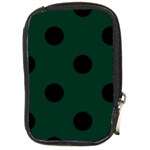 Polka Dots - Black on Deep Green Compact Camera Leather Case